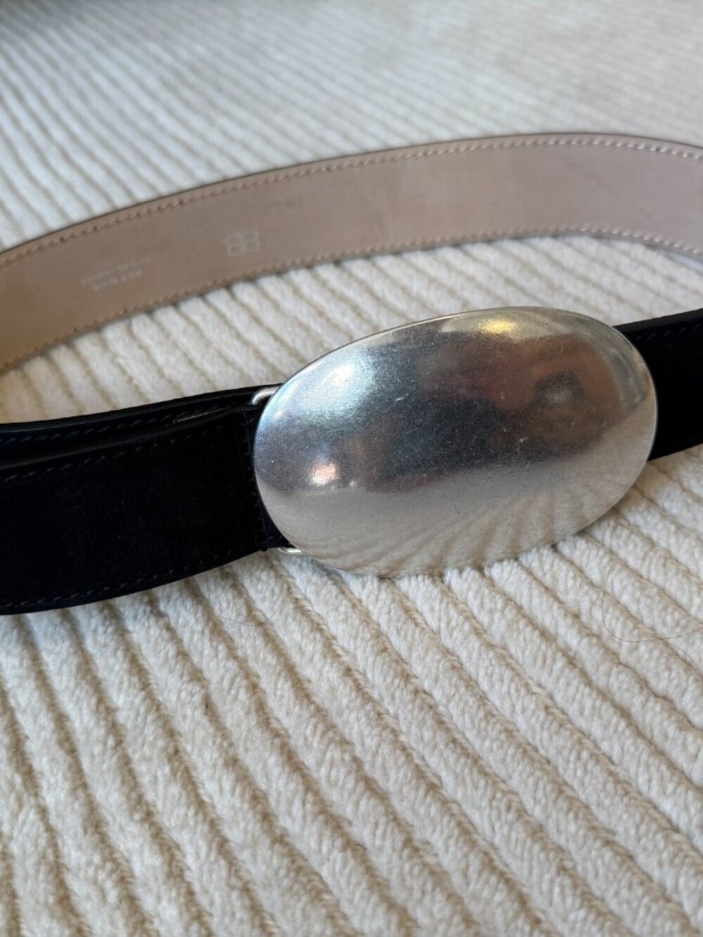 B-Low The Belt Black Suede Oval Buckle Belt XS